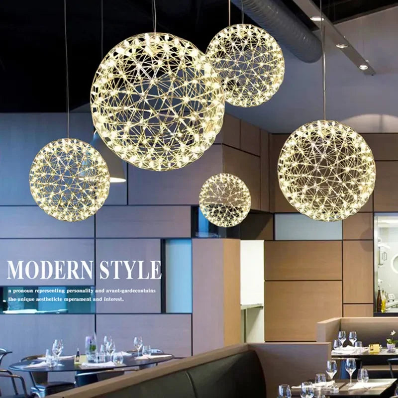 Modern Spark Ball Firework Stare Led Pendant Light Party Restaurant Decoration Ball Pendant Lamp For Living Room Light Fixture