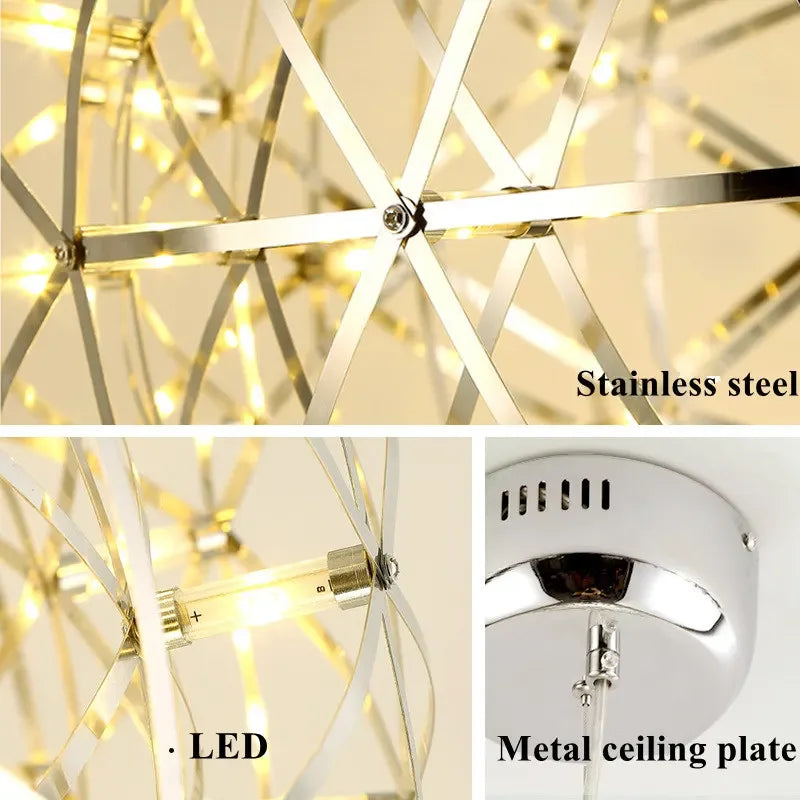 Modern Spark Ball Firework Stare Led Pendant Light Party Restaurant Decoration Ball Pendant Lamp For Living Room Light Fixture