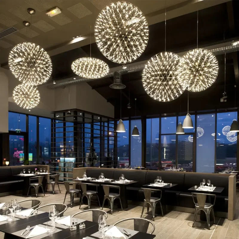 Modern Spark Ball Firework Stare Led Pendant Light Party Restaurant Decoration Ball Pendant Lamp For Living Room Light Fixture