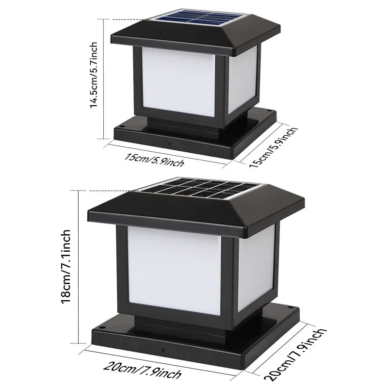 LED Solar Pillar Light Waterproof Solar Lights Outdoor Timed Remote Control Garden Sunlight for Fence Pathway Outdoor Decor Lamp