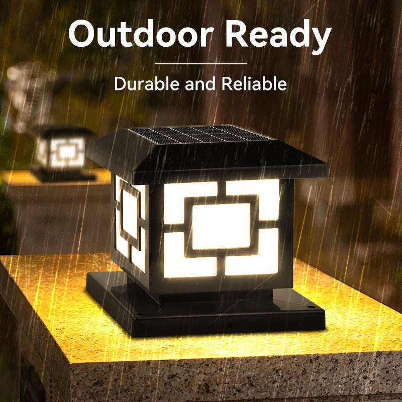 LED Solar Pillar Light Waterproof Solar Lights Outdoor Timed Remote Control Garden Sunlight for Fence Pathway Outdoor Decor Lamp