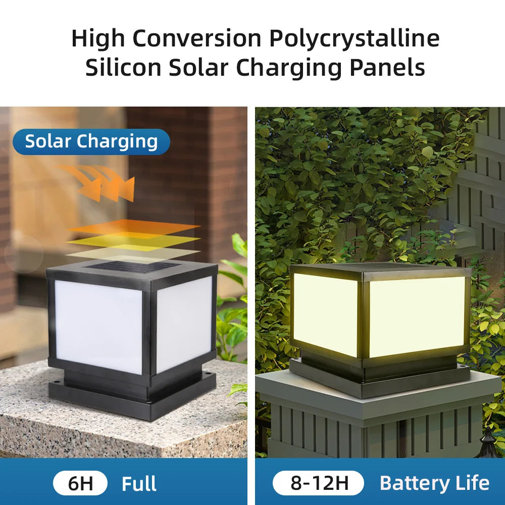 LED Solar Pillar Light Waterproof Solar Lights Outdoor Timed Remote Control Garden Sunlight for Fence Pathway Outdoor Decor Lamp
