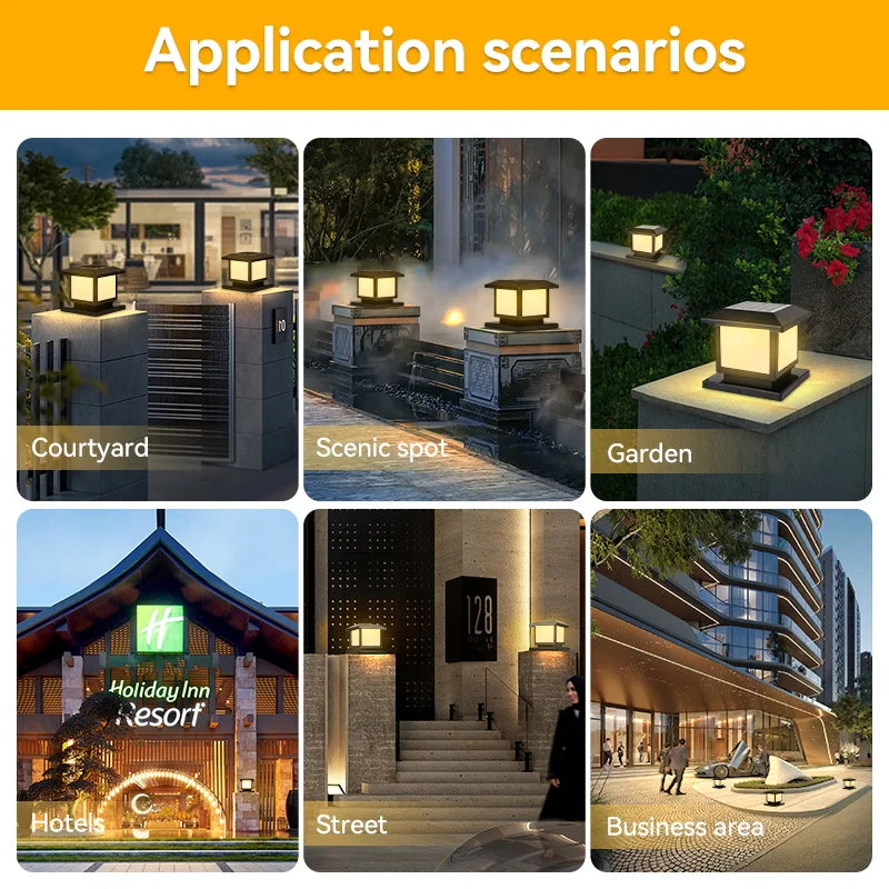 LED Solar Pillar Light Waterproof Solar Lights Outdoor Timed Remote Control Garden Sunlight for Fence Pathway Outdoor Decor Lamp