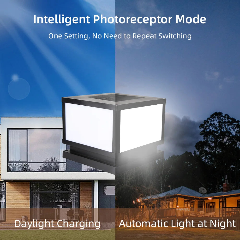LED Solar Pillar Light Waterproof Solar Lights Outdoor Timed Remote Control Garden Sunlight for Fence Pathway Outdoor Decor Lamp