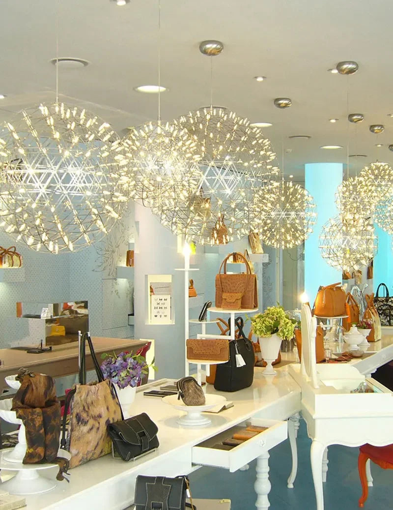 Modern Spark Ball Firework Stare Led Pendant Light Party Restaurant Decoration Ball Pendant Lamp For Living Room Light Fixture