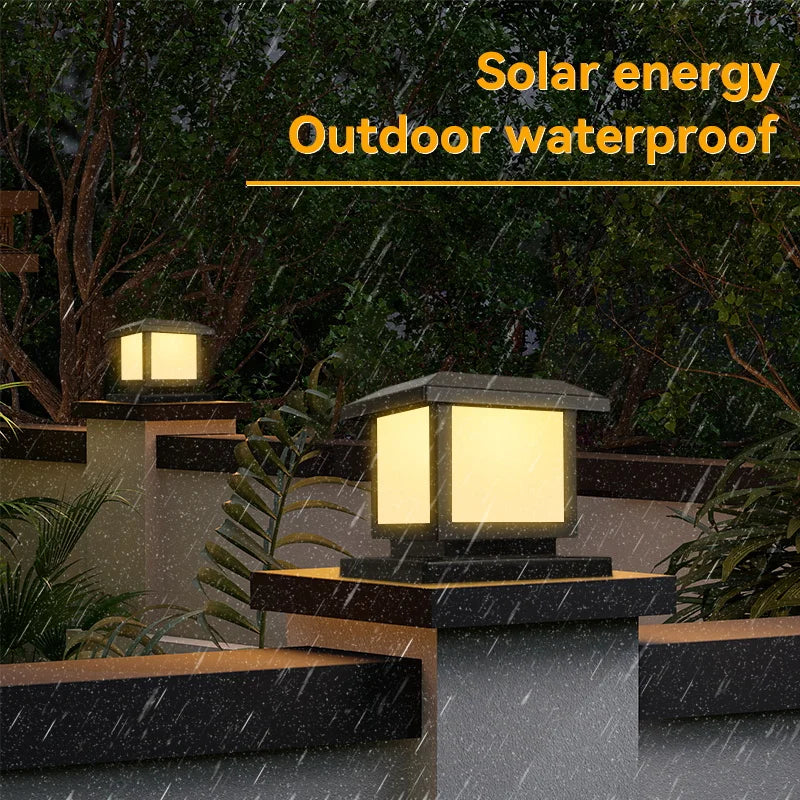 LED Solar Pillar Light Waterproof Solar Lights Outdoor Timed Remote Control Garden Sunlight for Fence Pathway Outdoor Decor Lamp