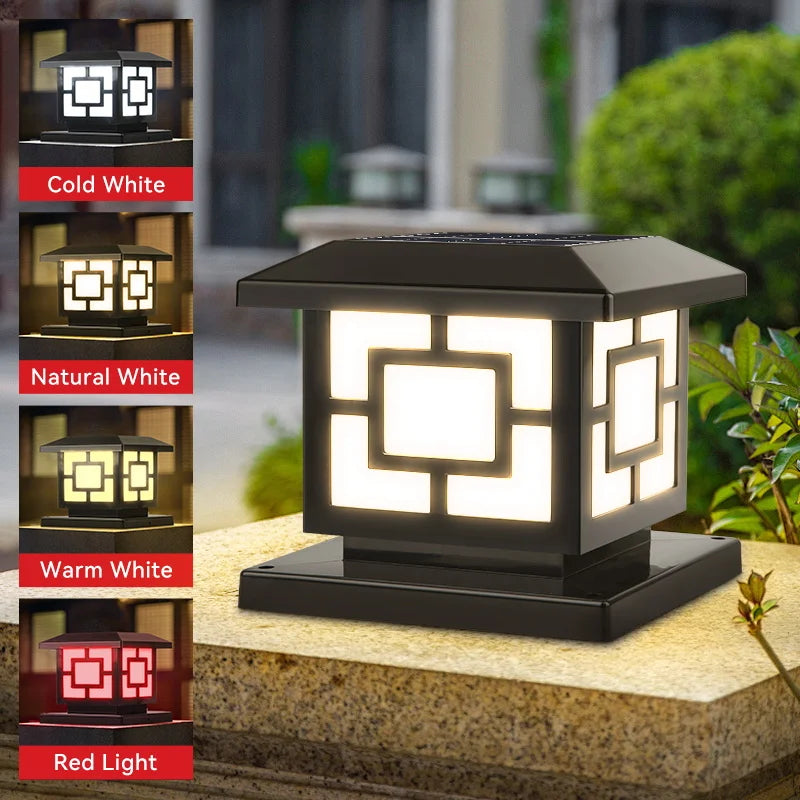 LED Solar Pillar Light Waterproof Solar Lights Outdoor Timed Remote Control Garden Sunlight for Fence Pathway Outdoor Decor Lamp