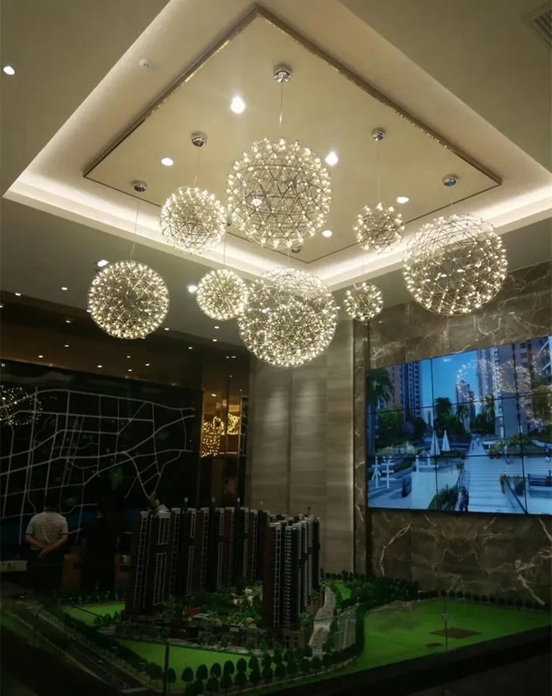 Modern Spark Ball Firework Stare Led Pendant Light Party Restaurant Decoration Ball Pendant Lamp For Living Room Light Fixture