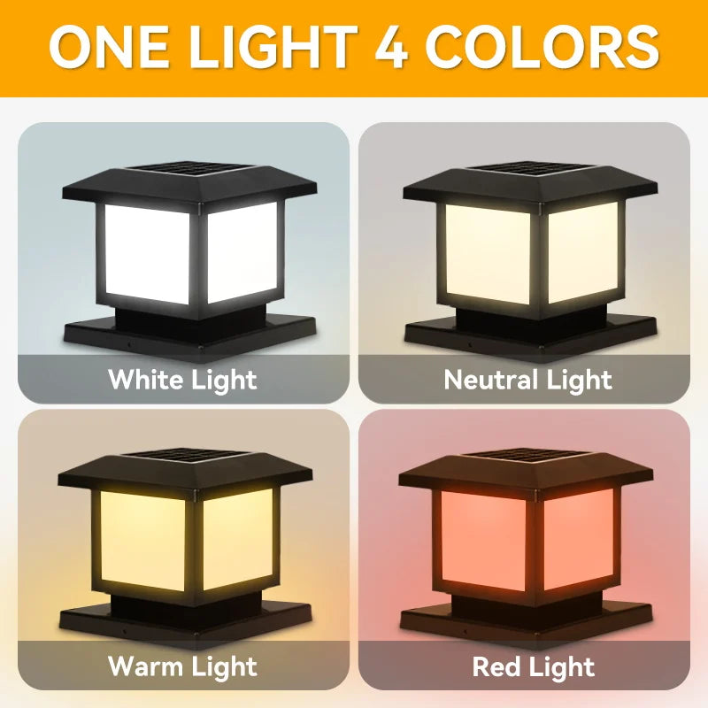LED Solar Pillar Light Waterproof Solar Lights Outdoor Timed Remote Control Garden Sunlight for Fence Pathway Outdoor Decor Lamp