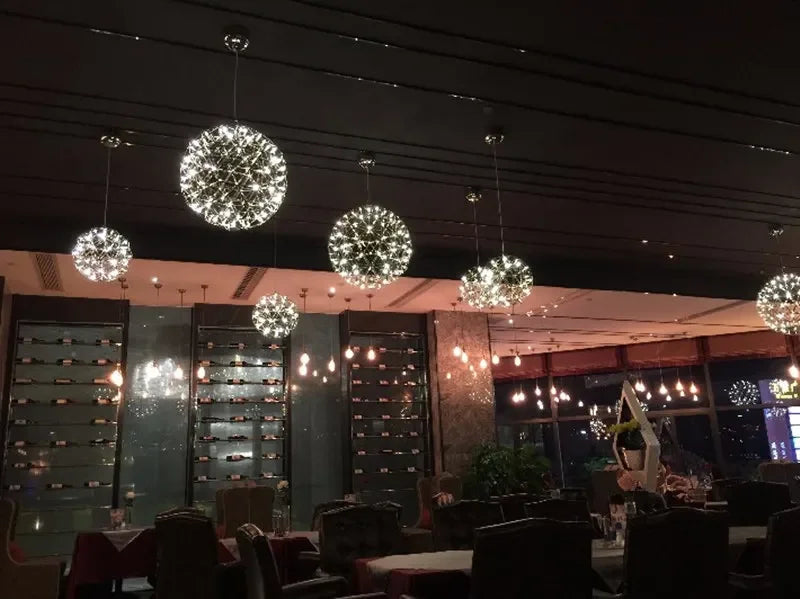 Modern Spark Ball Firework Stare Led Pendant Light Party Restaurant Decoration Ball Pendant Lamp For Living Room Light Fixture