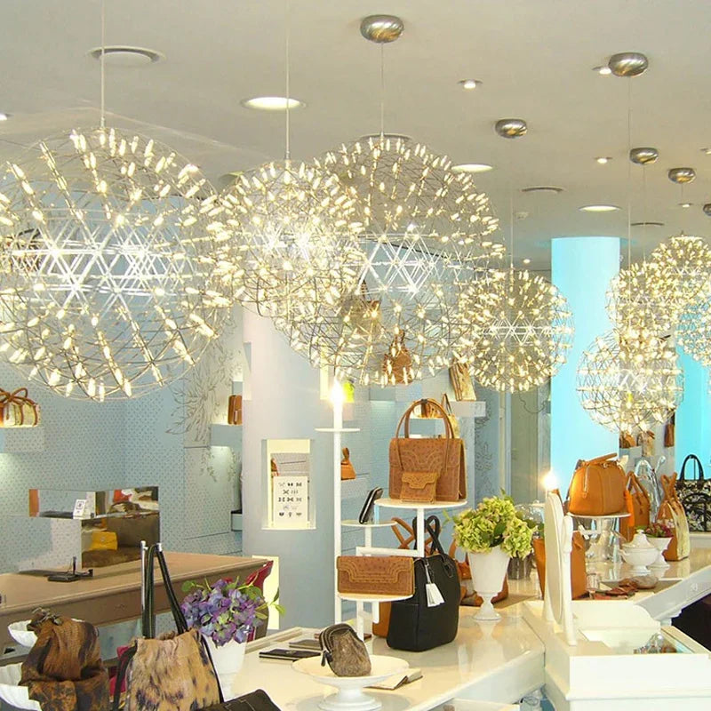 Modern Spark Ball Firework Stare Led Pendant Light Party Restaurant Decoration Ball Pendant Lamp For Living Room Light Fixture
