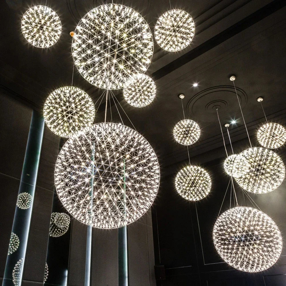 Modern Spark Ball Firework Stare Led Pendant Light Party Restaurant Decoration Ball Pendant Lamp For Living Room Light Fixture